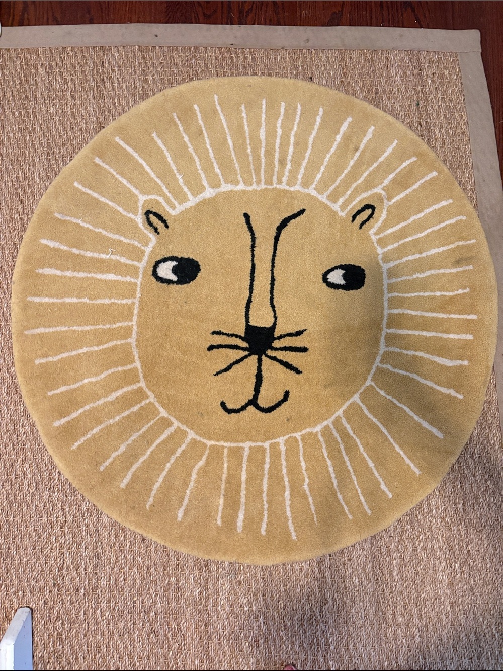 OYOY Mustard Yellow Lion Round Accent Rug by